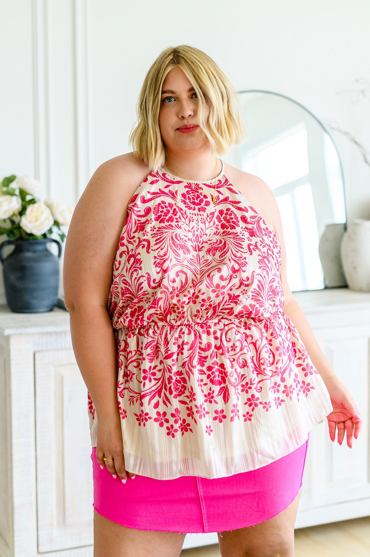 Judy Blue Maggie High Rise Skirt in Magenta