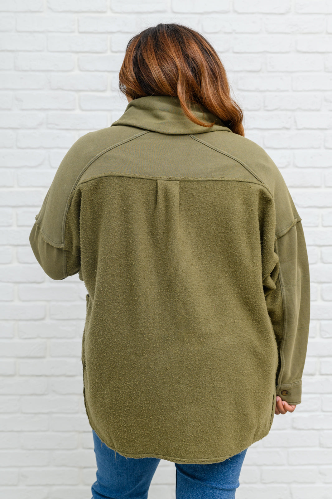 Come My Way French Terry Mineral Wash Jacket In Olive