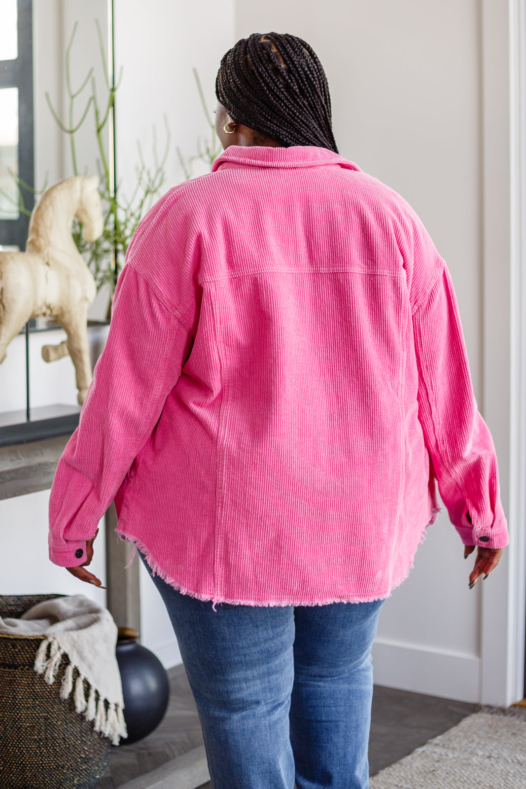Raw Feelings Corduroy Pink Shacket