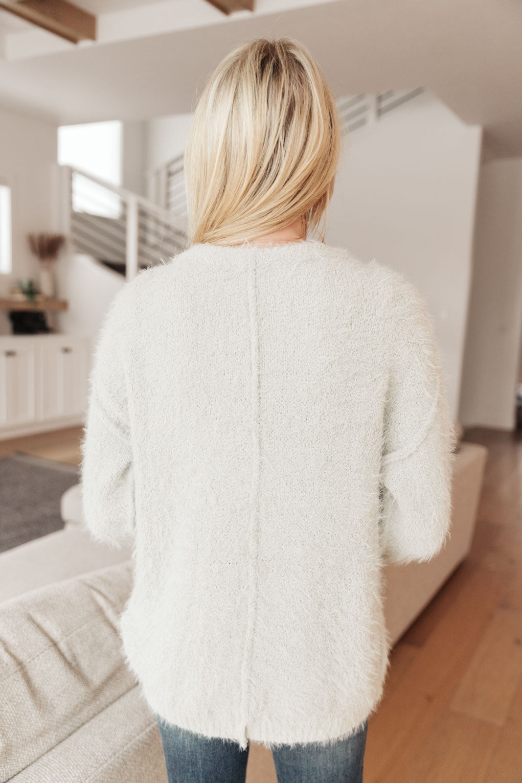 Better than Bae Fuzzy Sweater in Light Gray