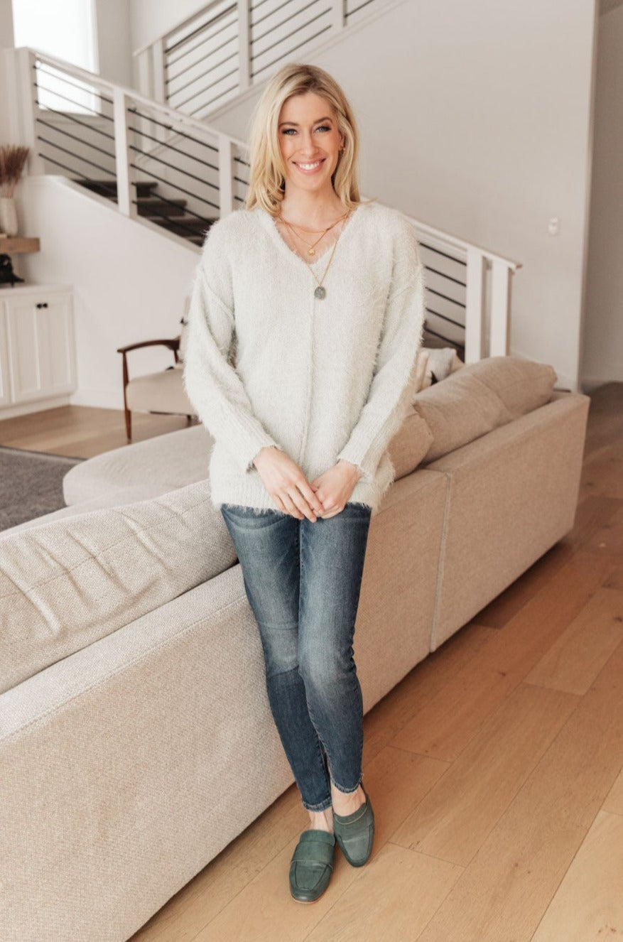 Better than Bae Fuzzy Sweater in Light Gray