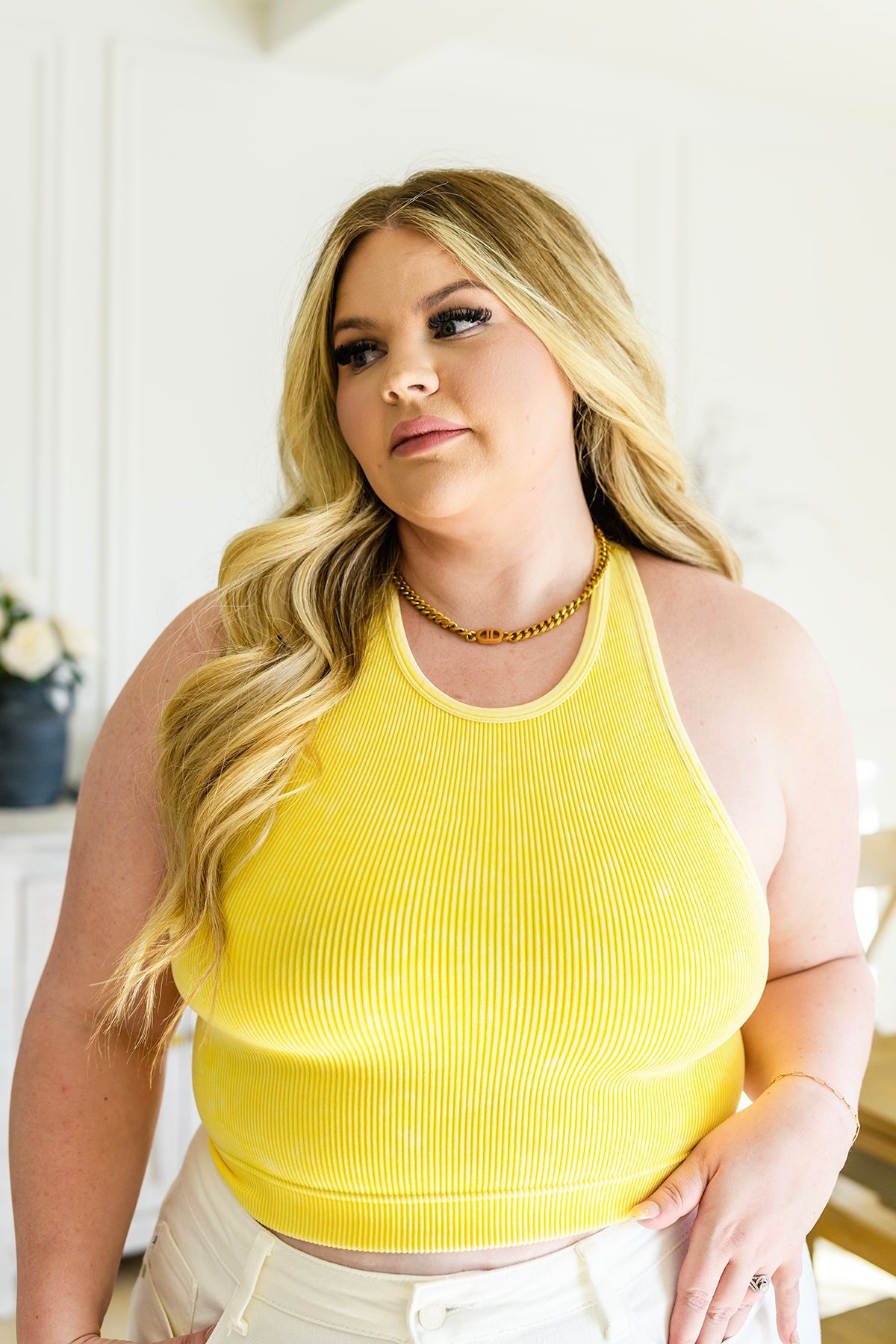 Follow The Sun Ribbed Cropped Tank Top