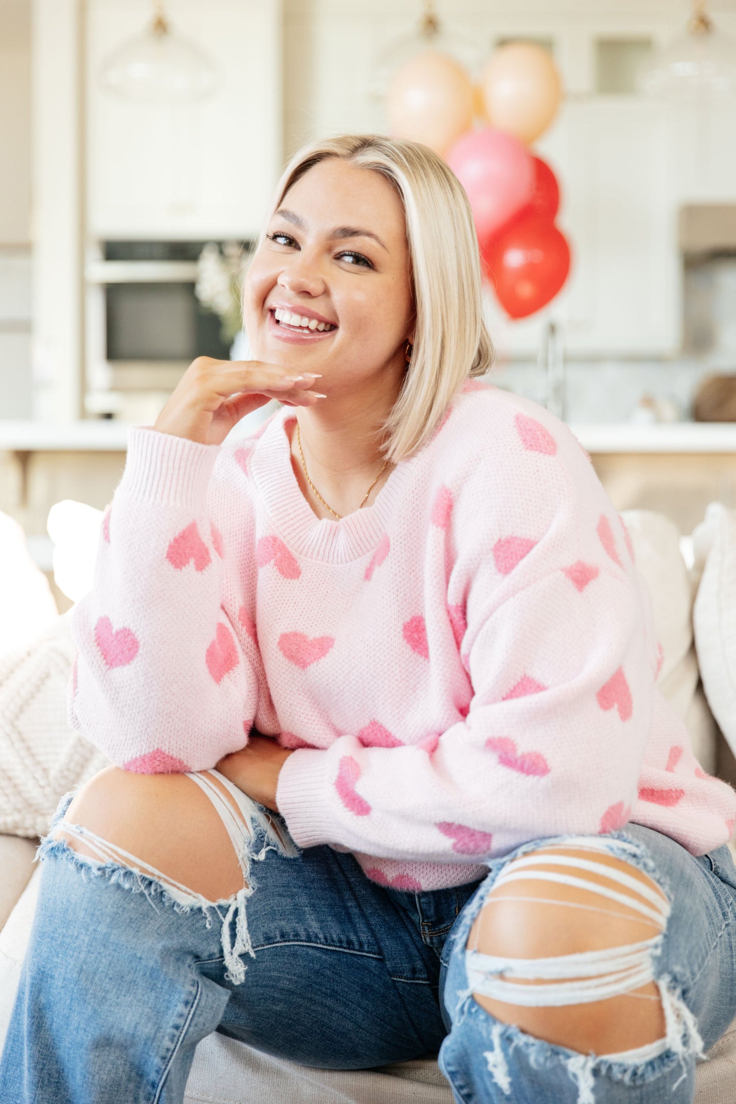 Love Me More Heart Knit Sweater