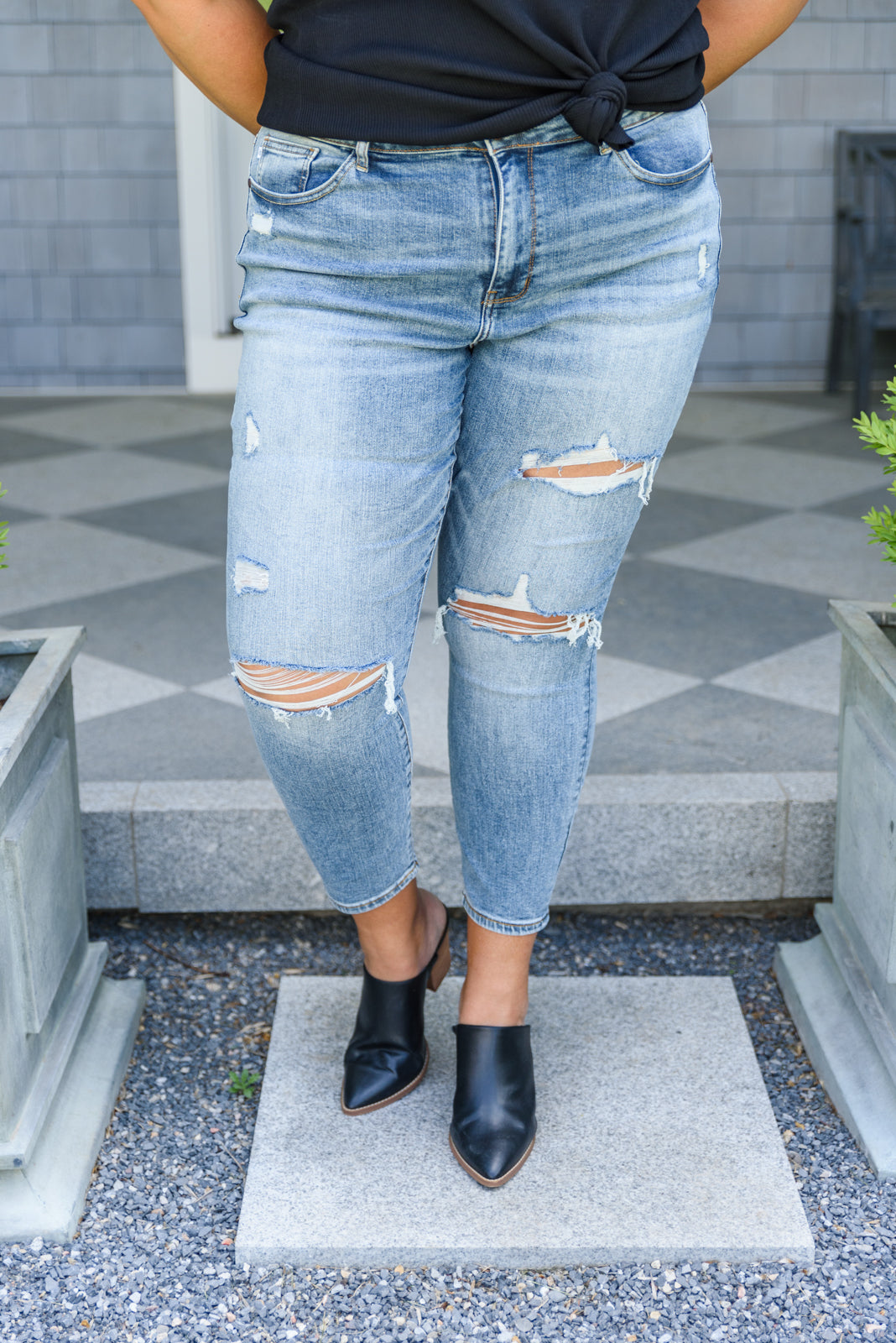 Judy Blue Annabelle High Rise Destroyed Slim Fit Jeans Medium Wash 14W