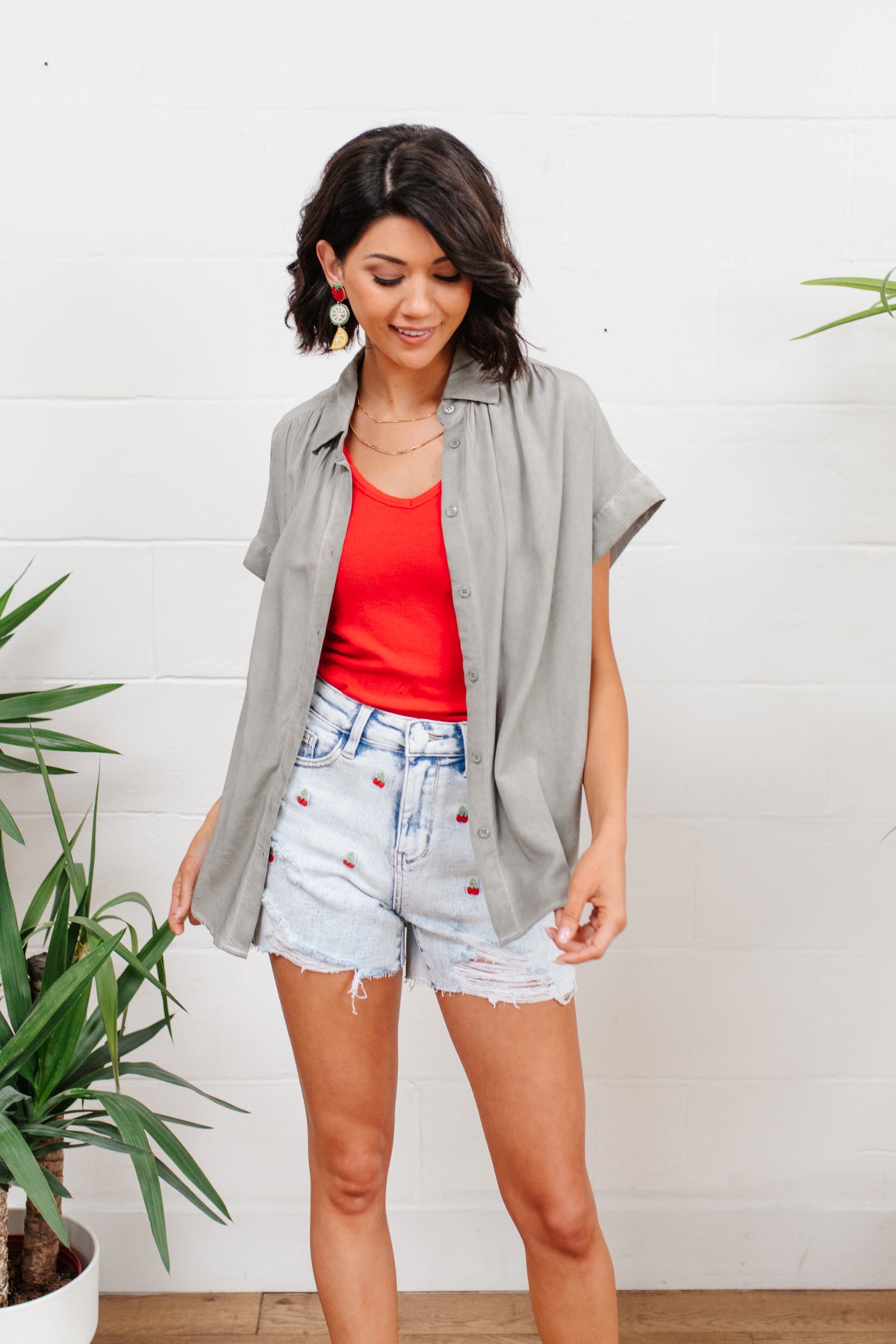 Judy Blue Hi-Waisted Cherry Acid Wash Cutoffs