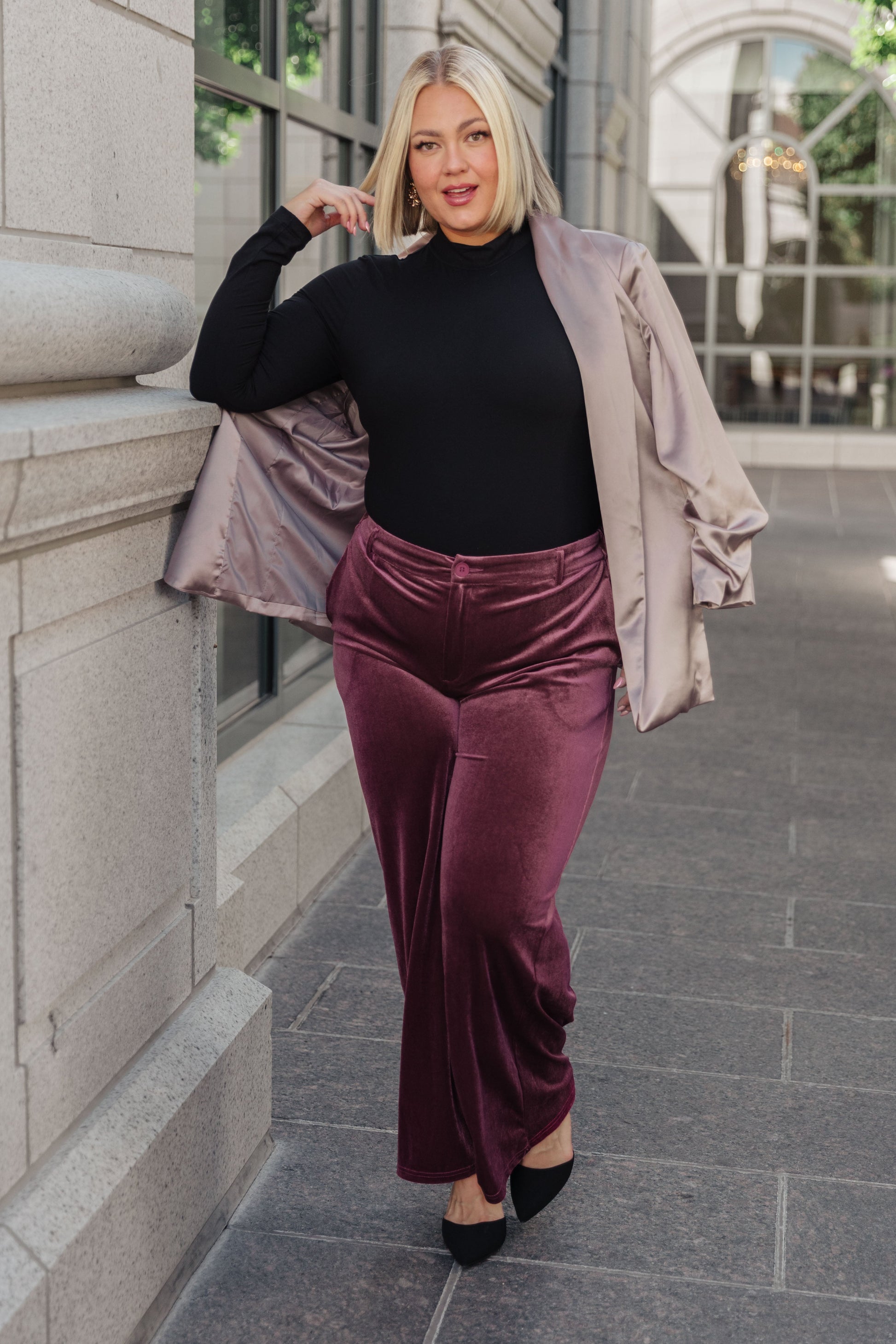 Pop The Bubbly Champagne Satin Blazer