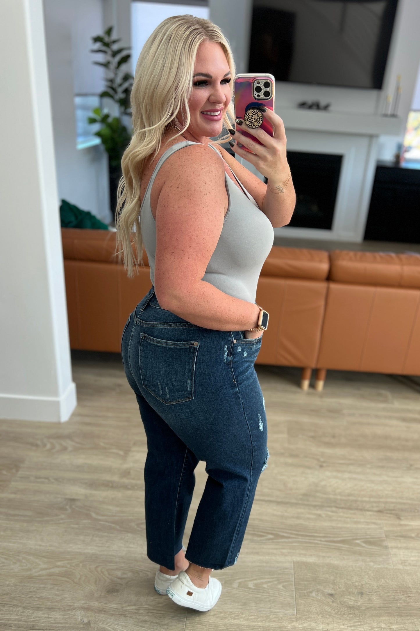 Judy Blue Ripped Rebellion High Rise Distressed Wide Leg Crop Jeans