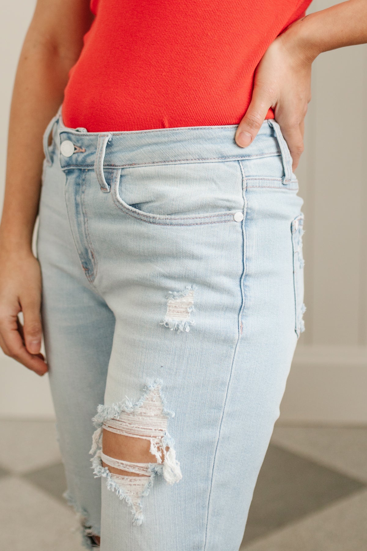 Judy Blue Gabriella Super Light Destroyed Boyfriend Jeans