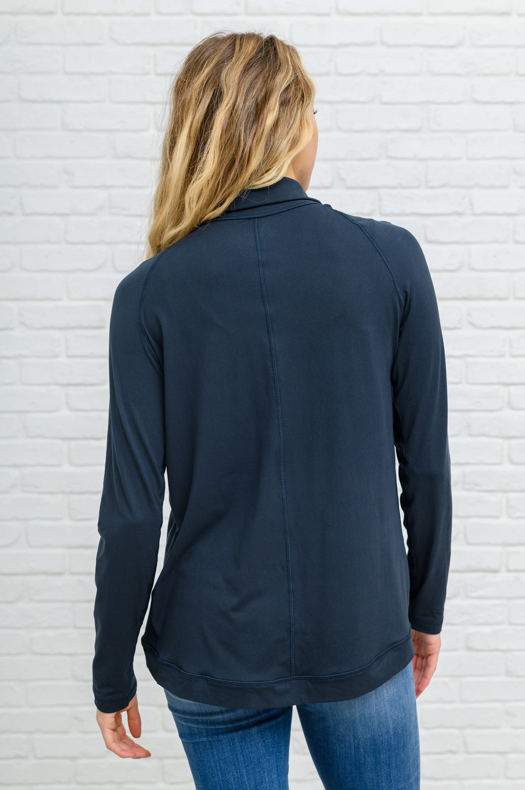 Sport a Look Asymmetric Cowl Neck Jacket In Navy