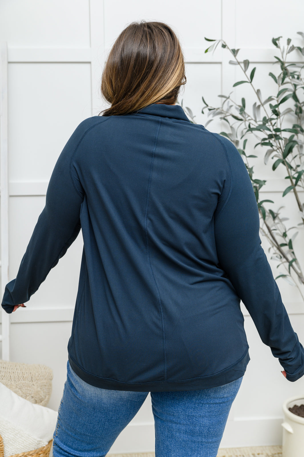 Sport a Look Asymmetric Cowl Neck Jacket In Navy