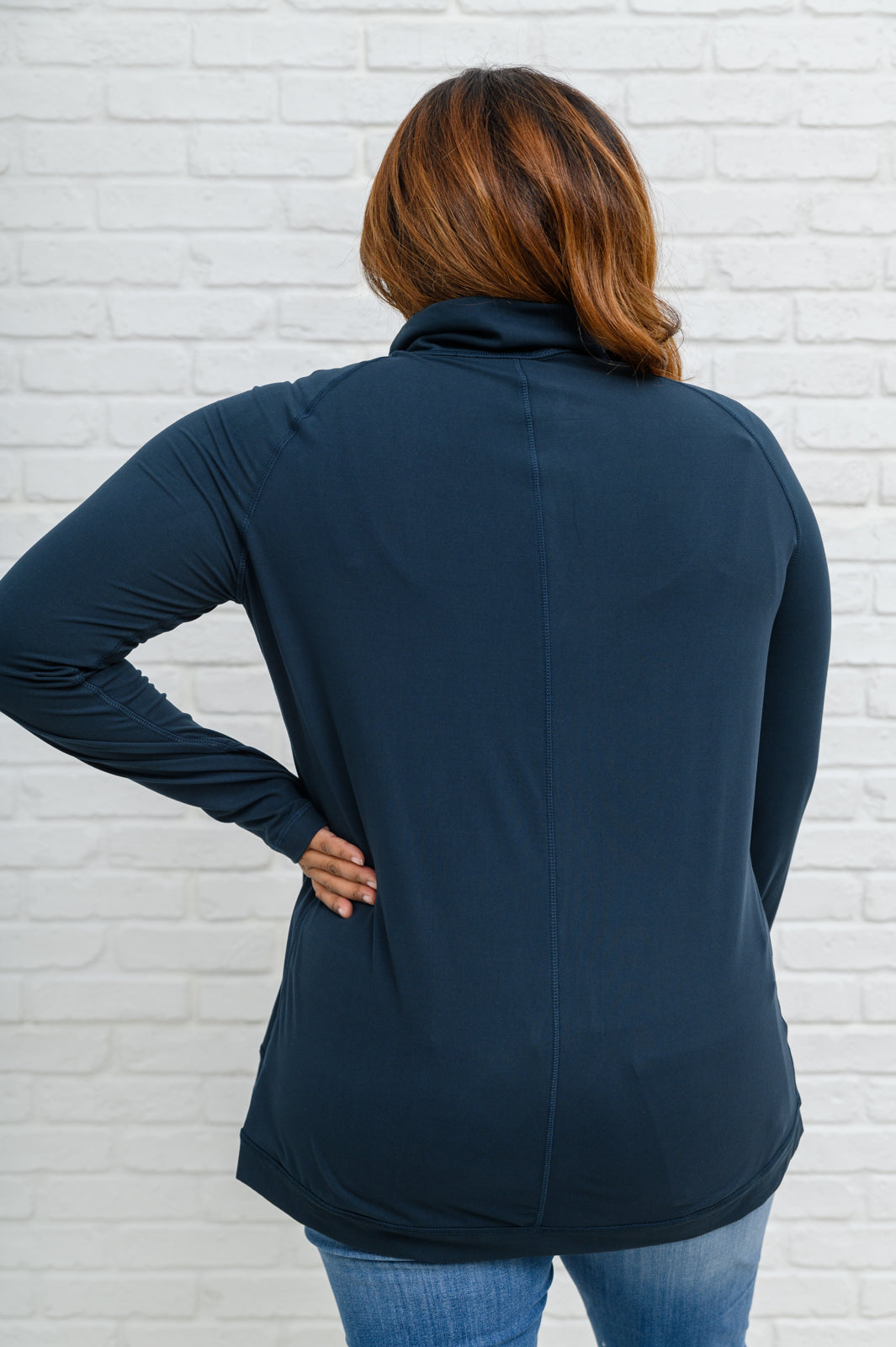 Sport a Look Asymmetric Cowl Neck Jacket In Navy