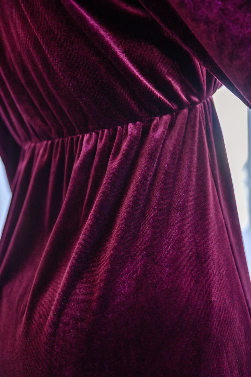 If You Please Velvet V-Neck Dress in Wine