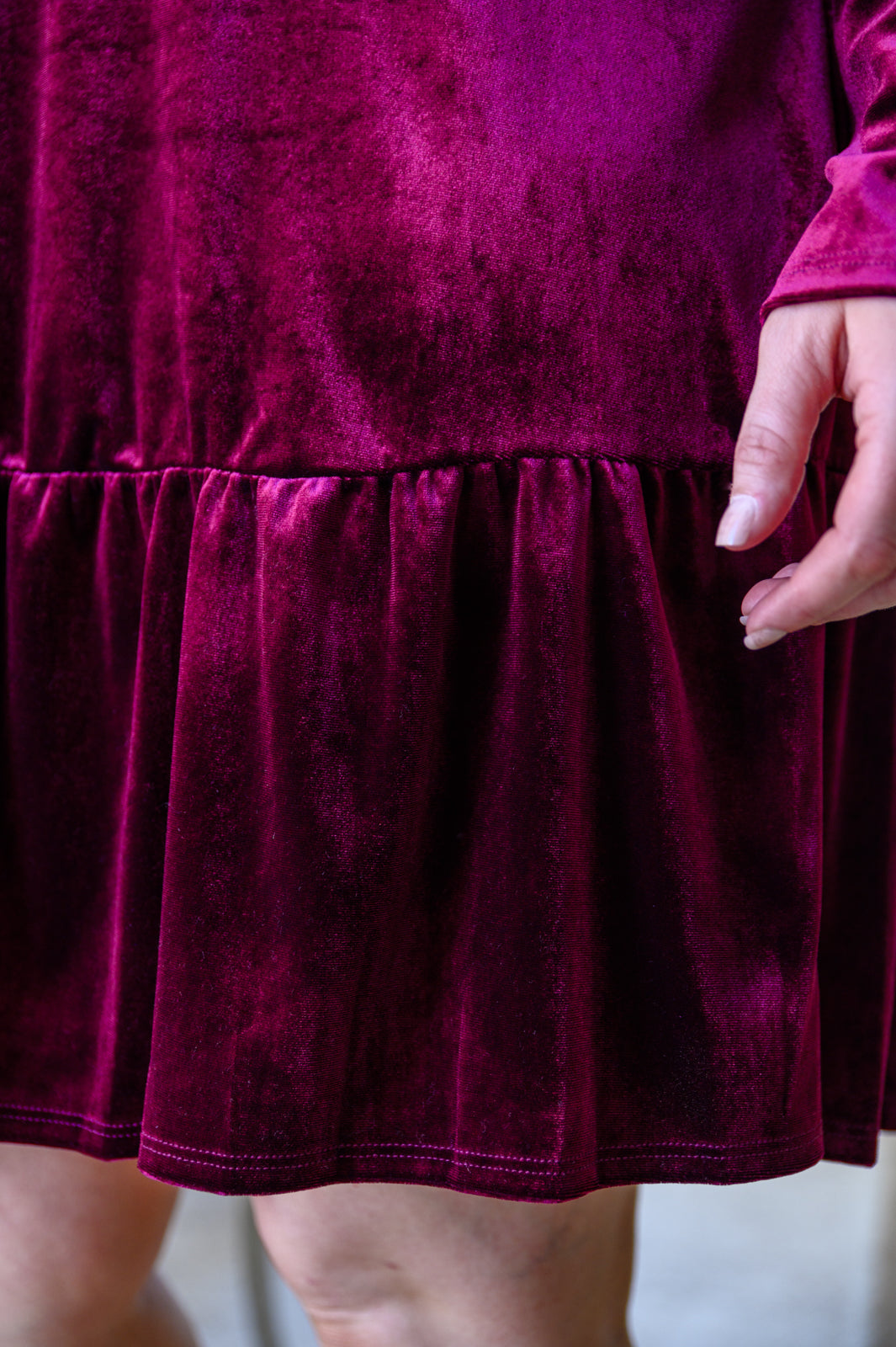 If You Please Velvet V-Neck Dress in Wine