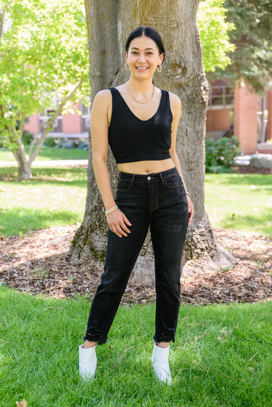 Judy Blue Kelley Destroyed Hem Crop Jeans