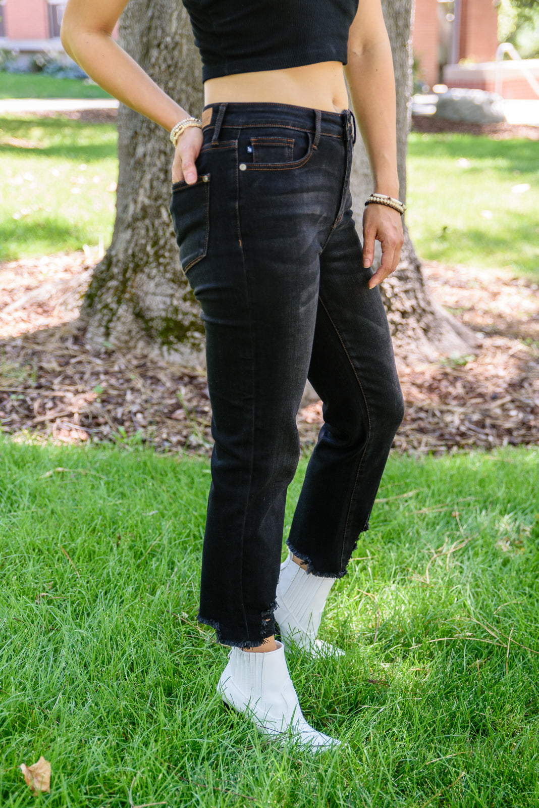 Judy Blue Kelley Destroyed Hem Crop Jeans