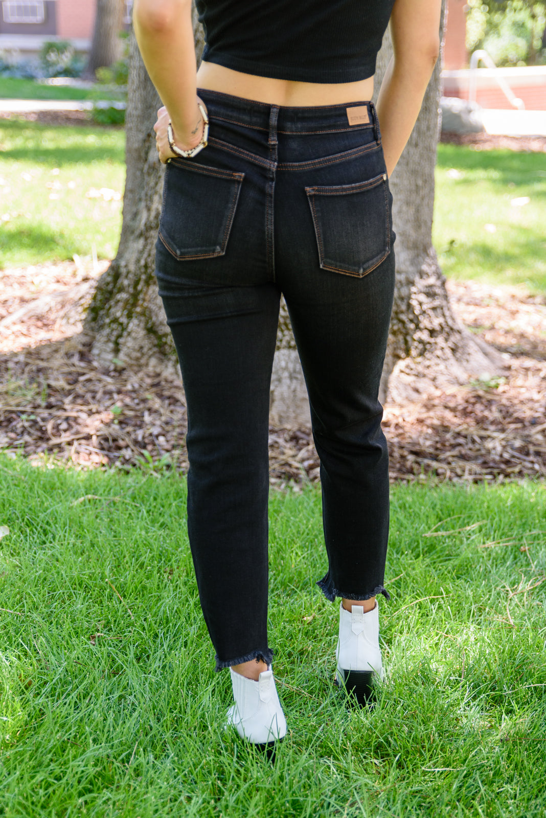 Judy Blue Kelley Destroyed Hem Crop Jeans