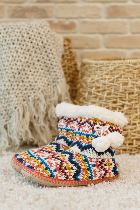 Aztec Trek Knitted Multi Color Slipper Boots
