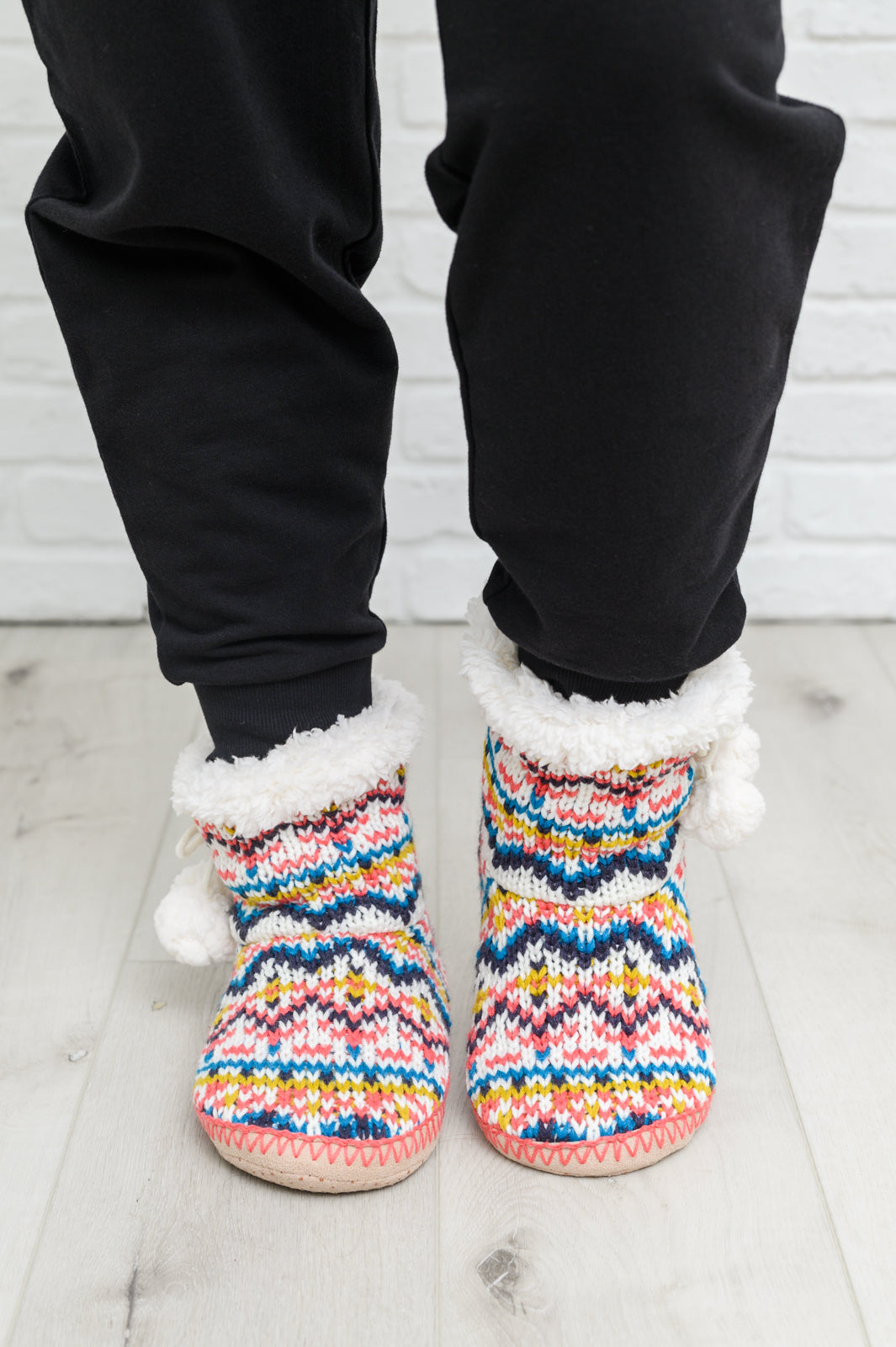 Aztec Trek Knitted Multi Color Slipper Boots