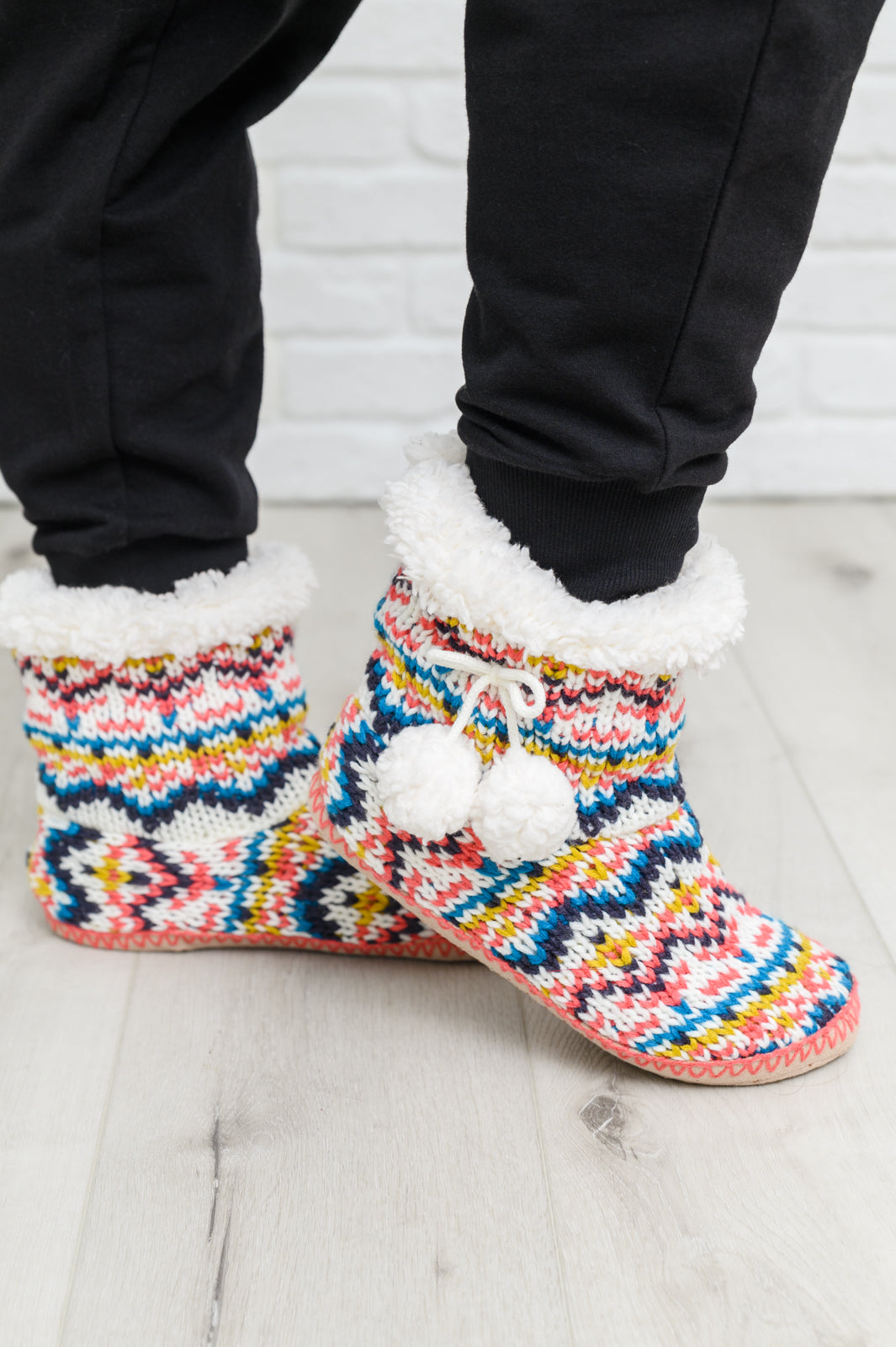 Aztec Trek Knitted Multi Color Slipper Boots
