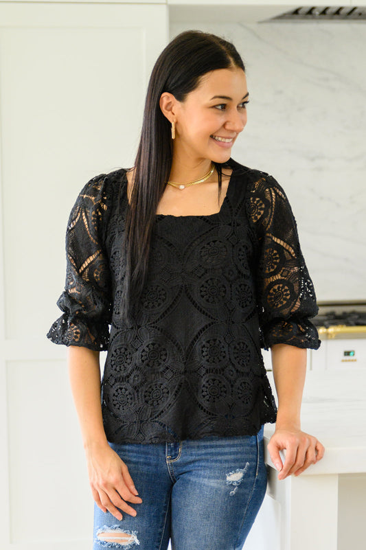 Place for Lace Blouse In Black Black S
