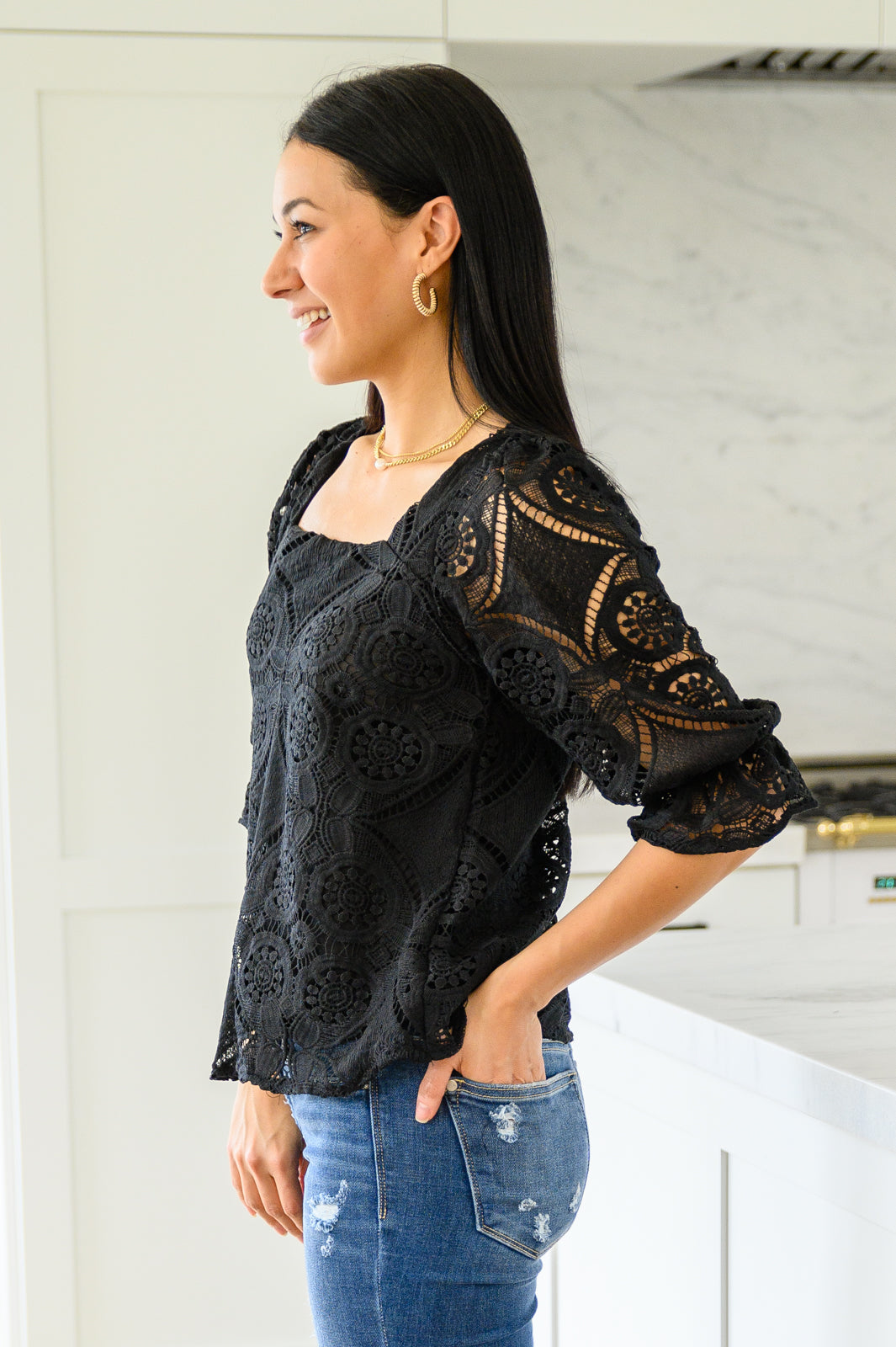 Place for Lace Blouse In Black