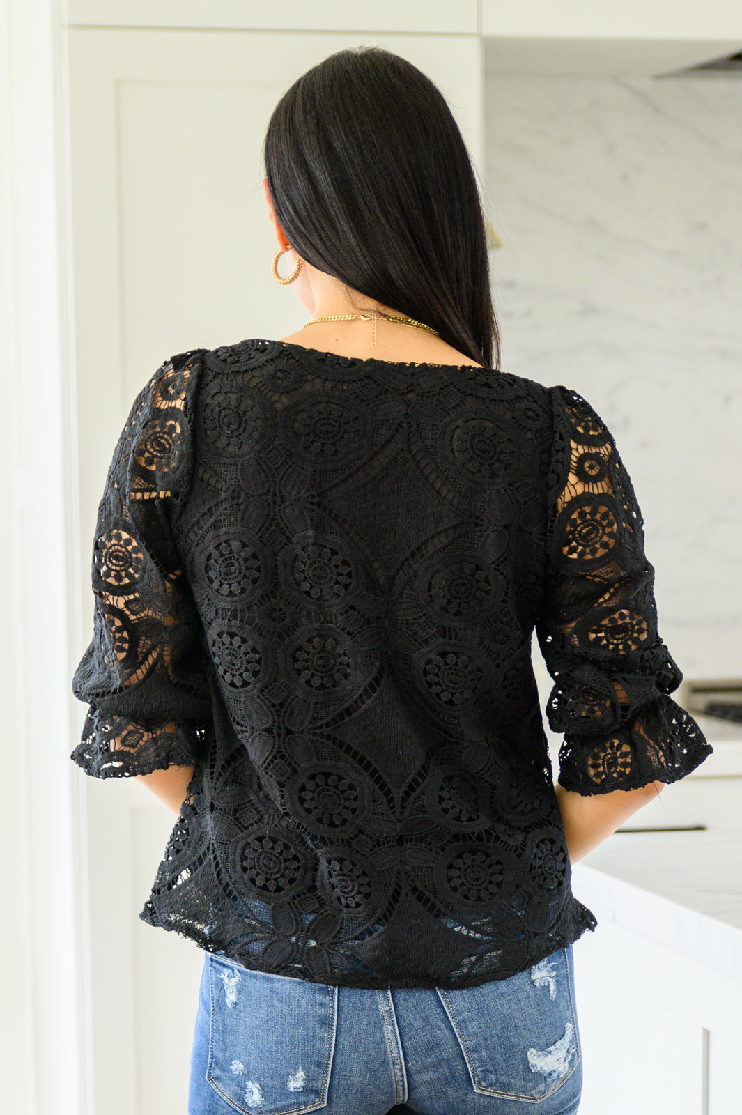 Place for Lace Blouse In Black