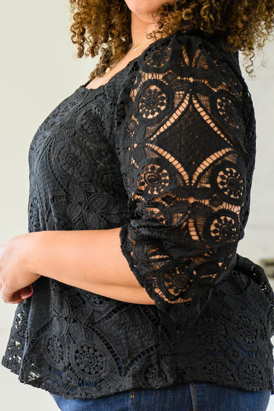 Place for Lace Blouse In Black