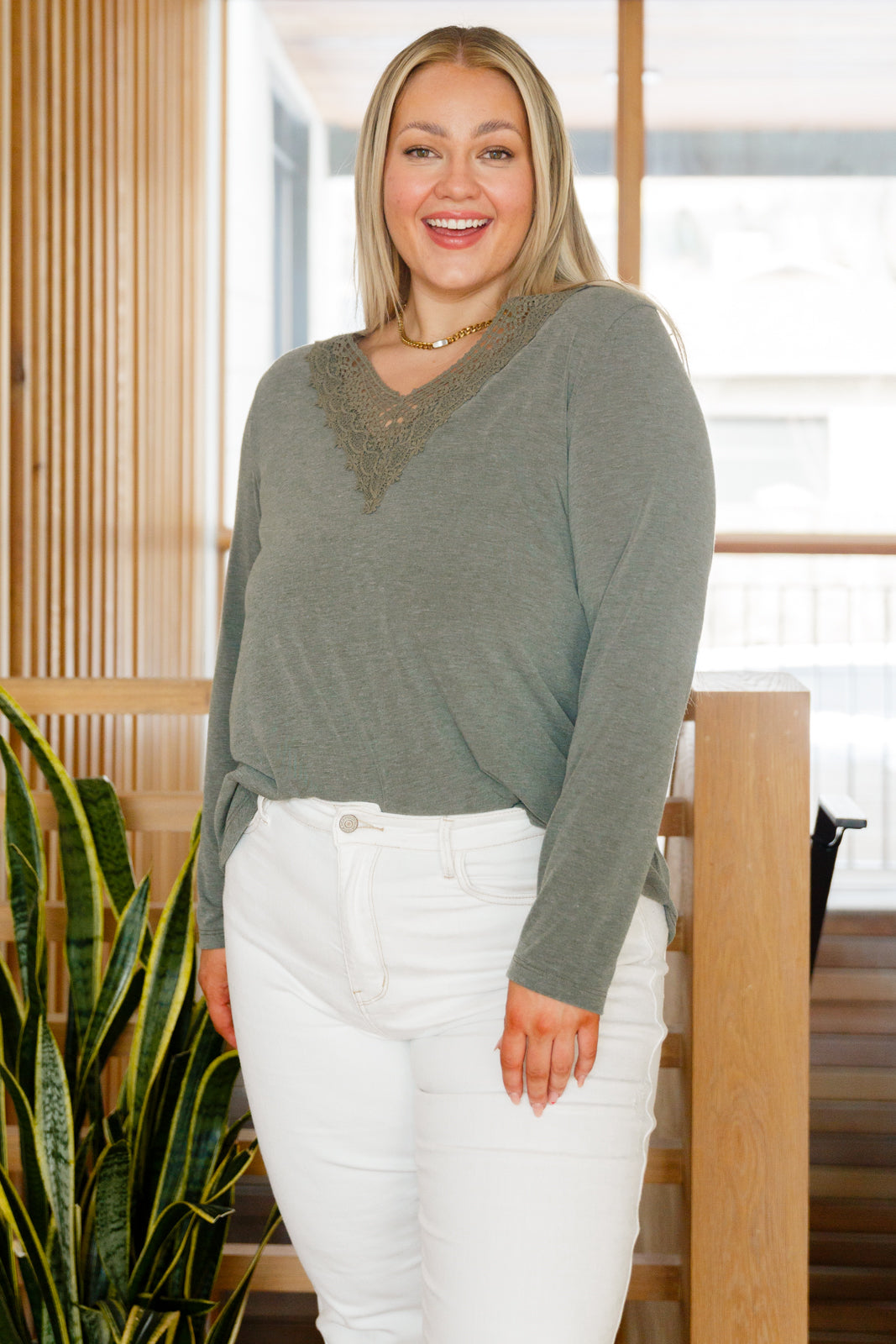 Embrace the Lace V Neck Top