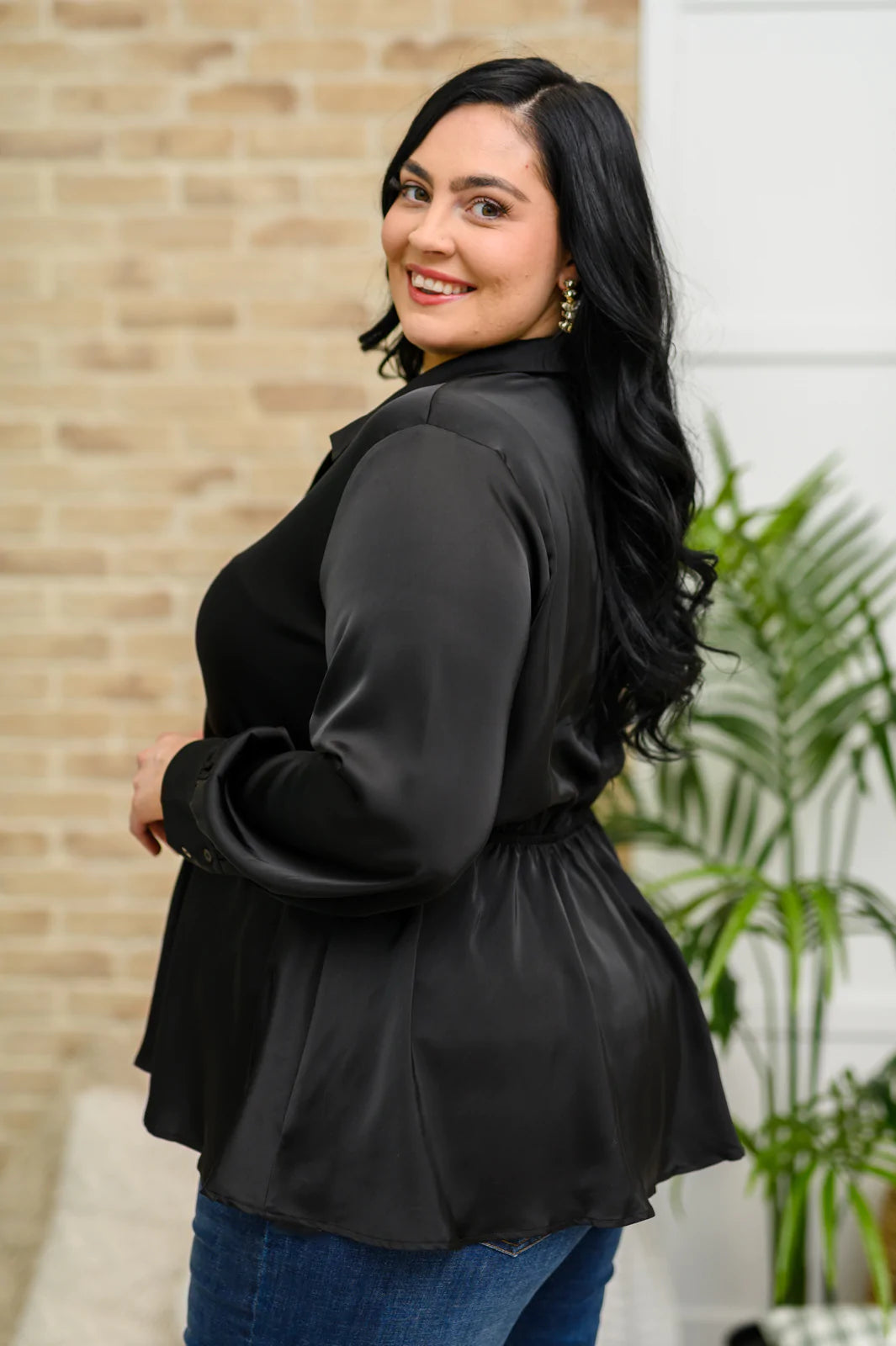 Half Past Midnight Babydoll Balloon Sleeve Blouse