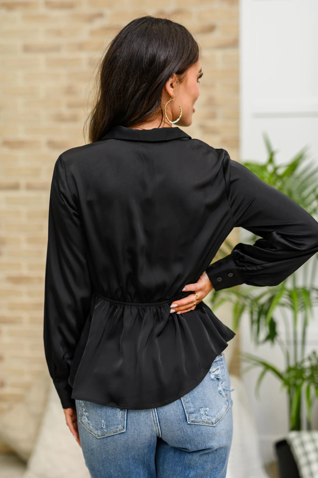Half Past Midnight Babydoll Balloon Sleeve Blouse