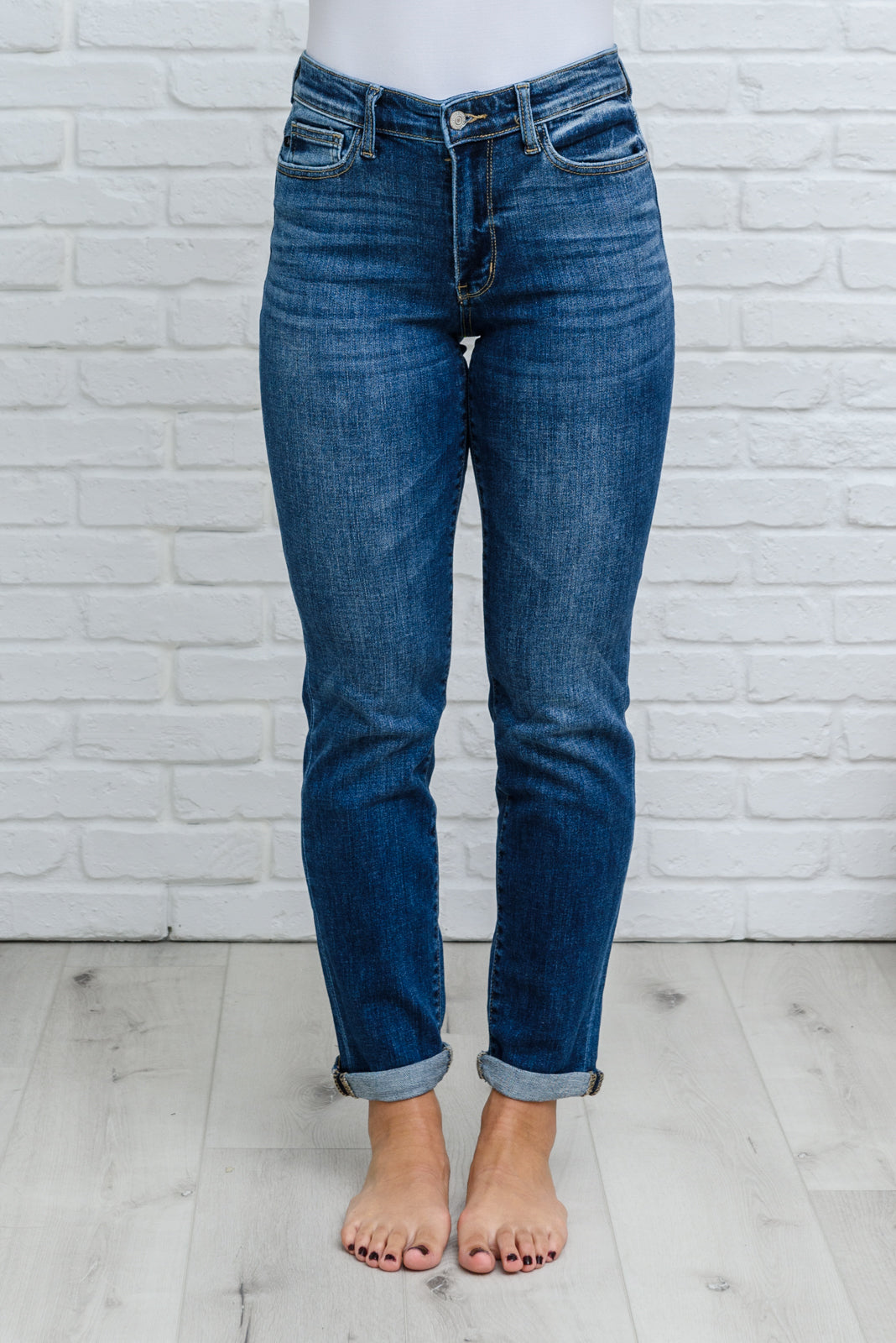 Judy Blue London Fog Mid-Rise Cuffed Boyfriend Jeans
