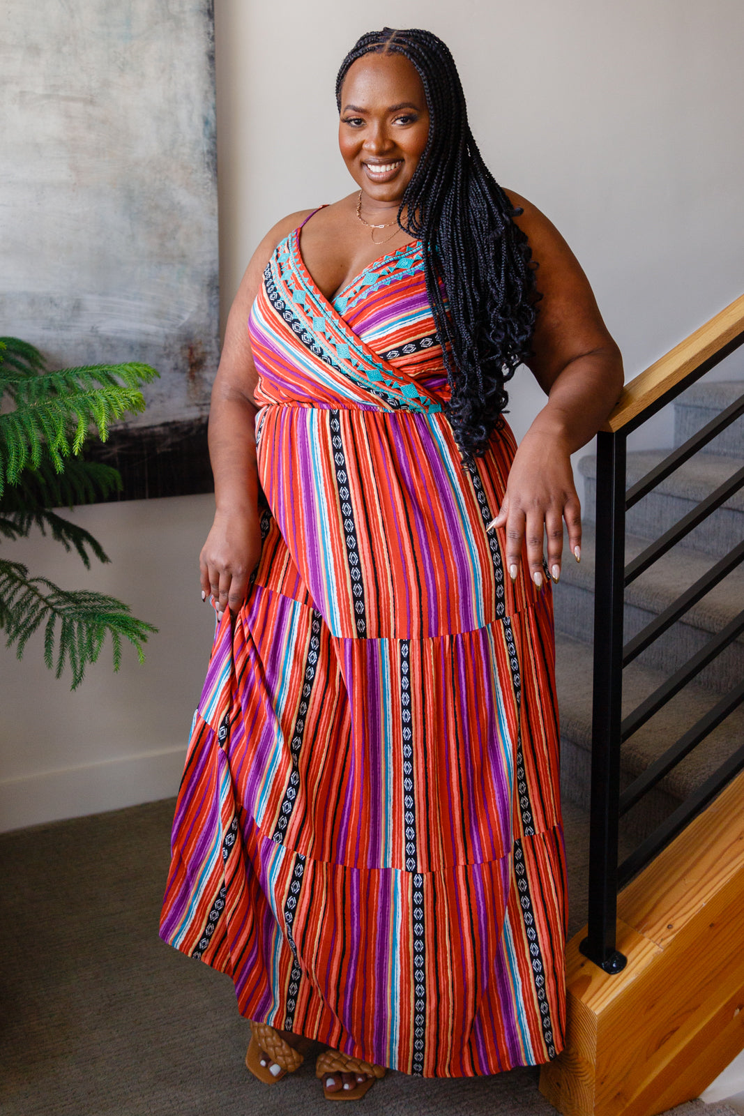With Grace Aztec Line Maxi Dress