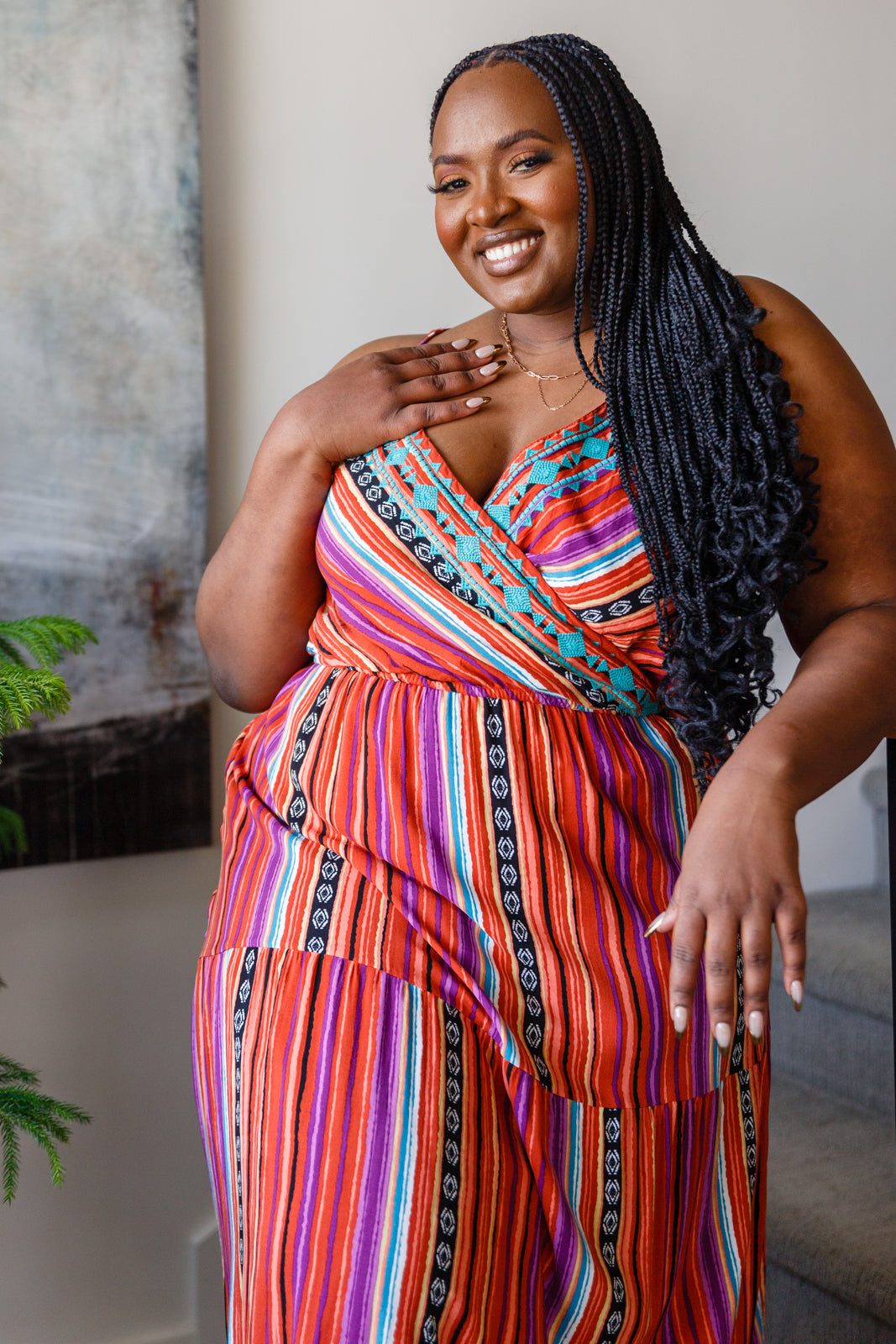 With Grace Aztec Line Maxi Dress