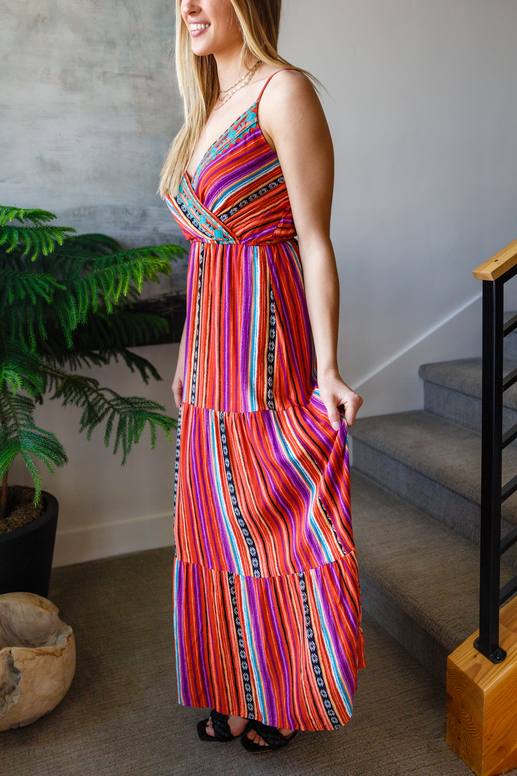 With Grace Aztec Line Maxi Dress