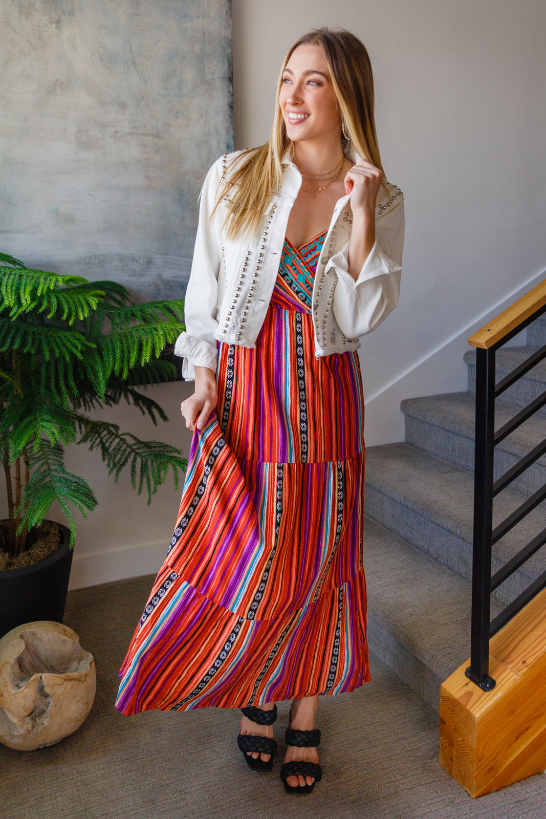 With Grace Aztec Line Maxi Dress