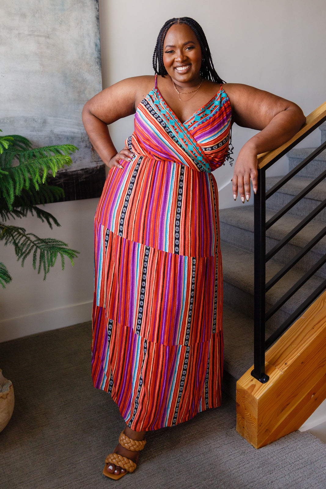 With Grace Aztec Line Maxi Dress