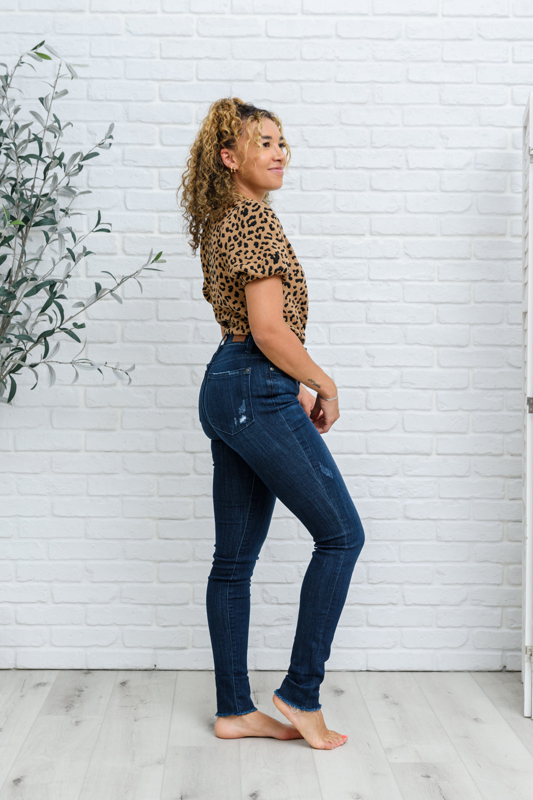 Judy Blue Martina Mid-Rise Dark Wash Cuffed Skinny Jeans