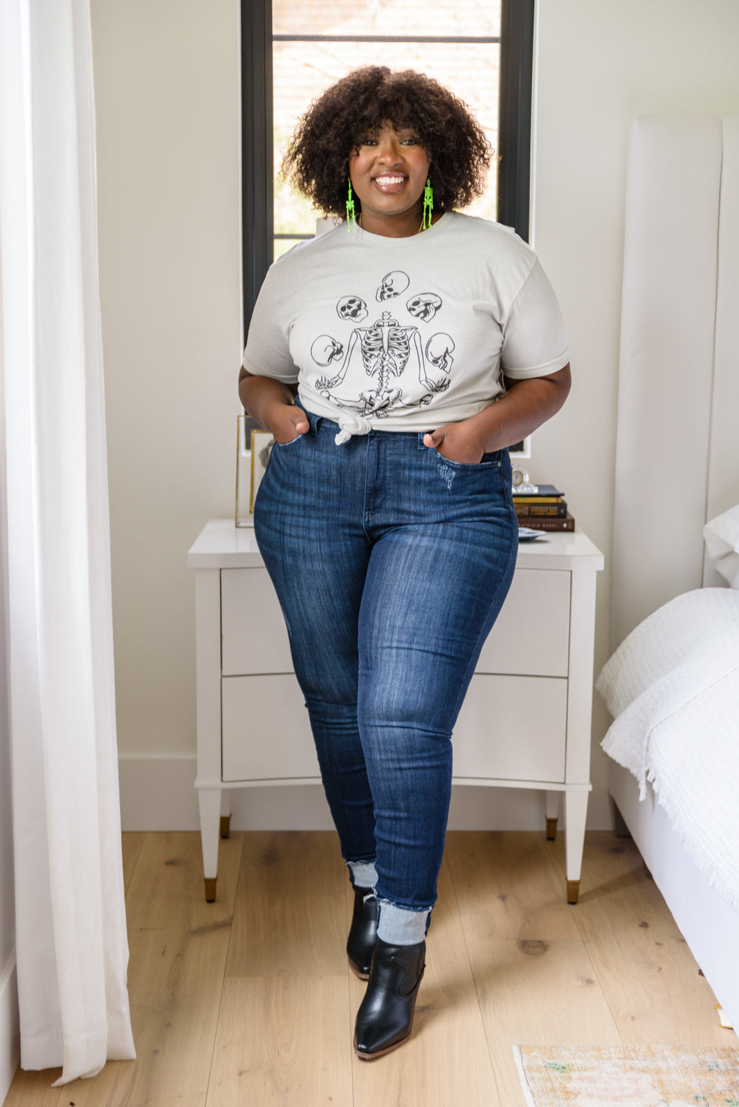 Judy Blue Martina Mid-Rise Dark Wash Cuffed Skinny Jeans