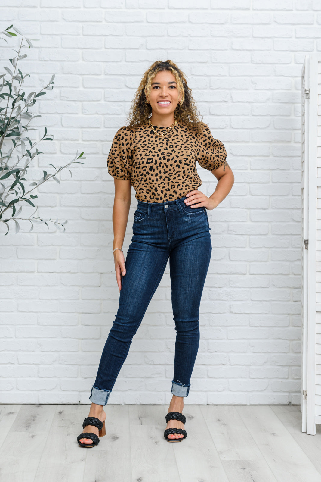 Judy Blue Martina Mid-Rise Dark Wash Cuffed Skinny Jeans