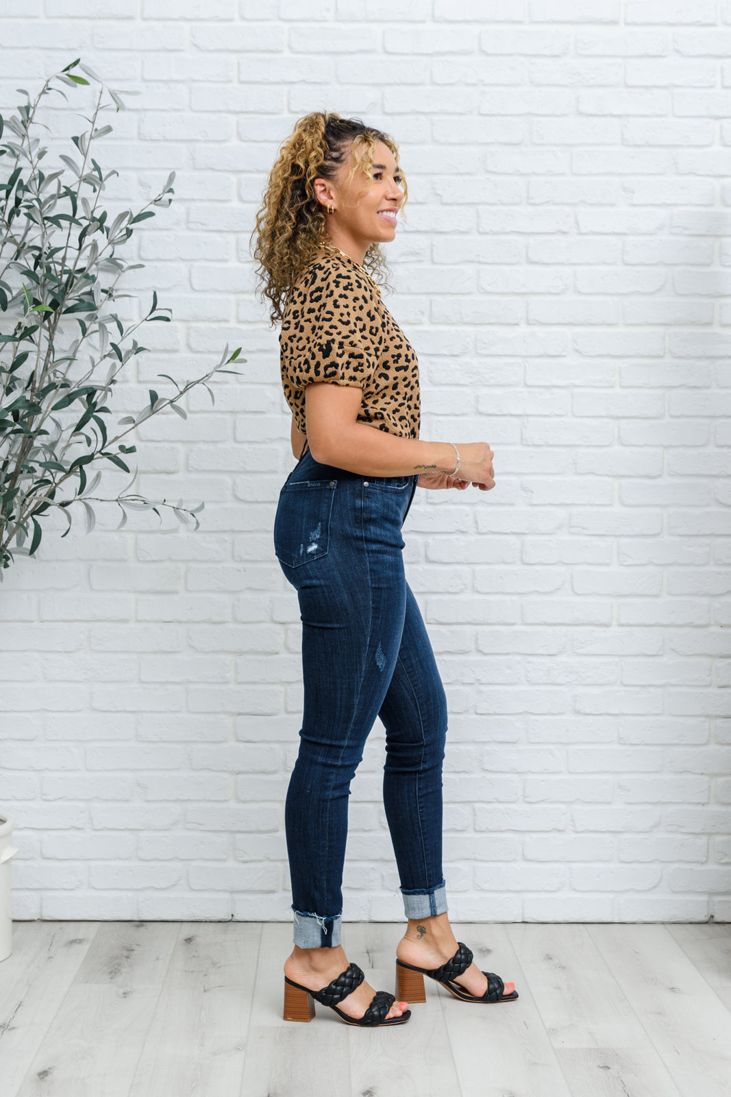 Judy Blue Martina Mid-Rise Dark Wash Cuffed Skinny Jeans
