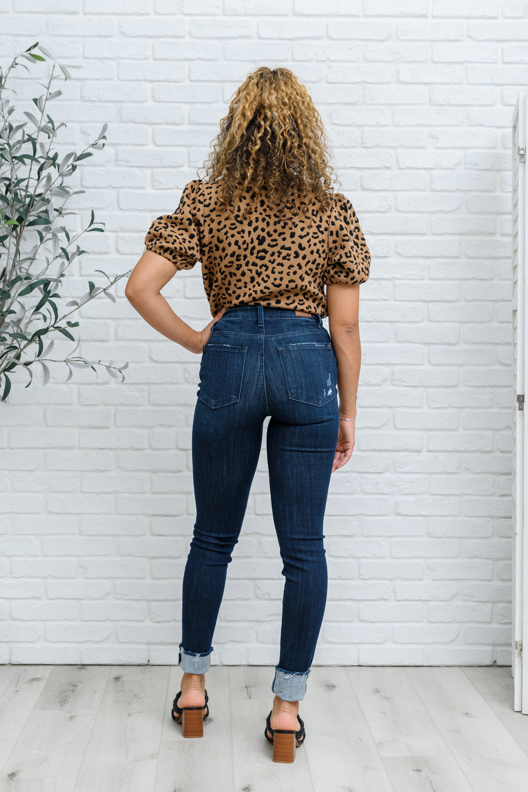 Judy Blue Martina Mid-Rise Dark Wash Cuffed Skinny Jeans