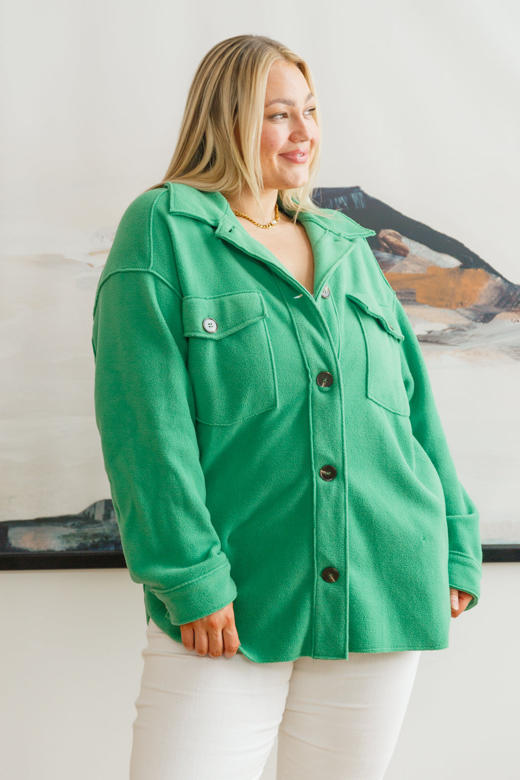 The Shamrock Green Fleece Shacket