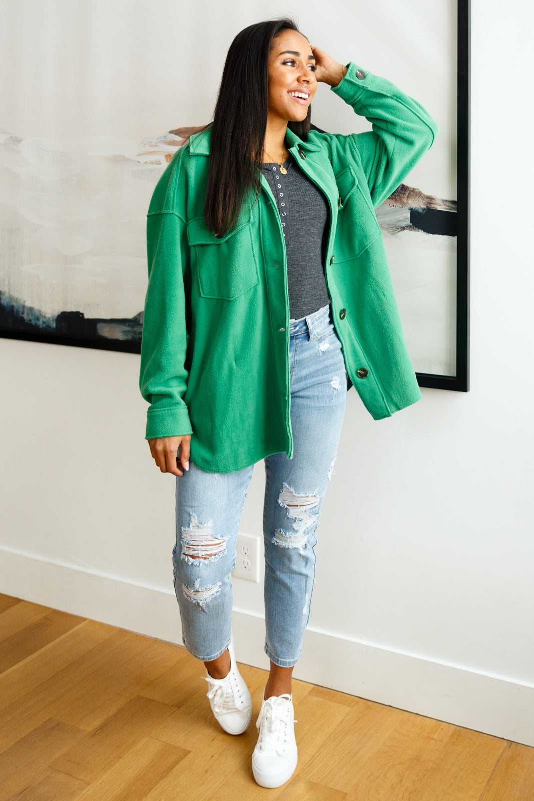 The Shamrock Green Fleece Shacket