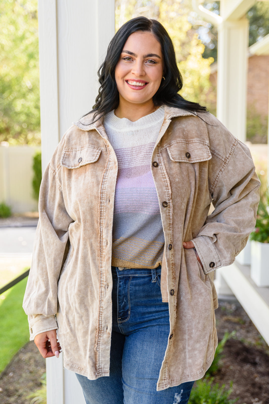 Don't Fade Away Shacket In Camel Camel 1XL
