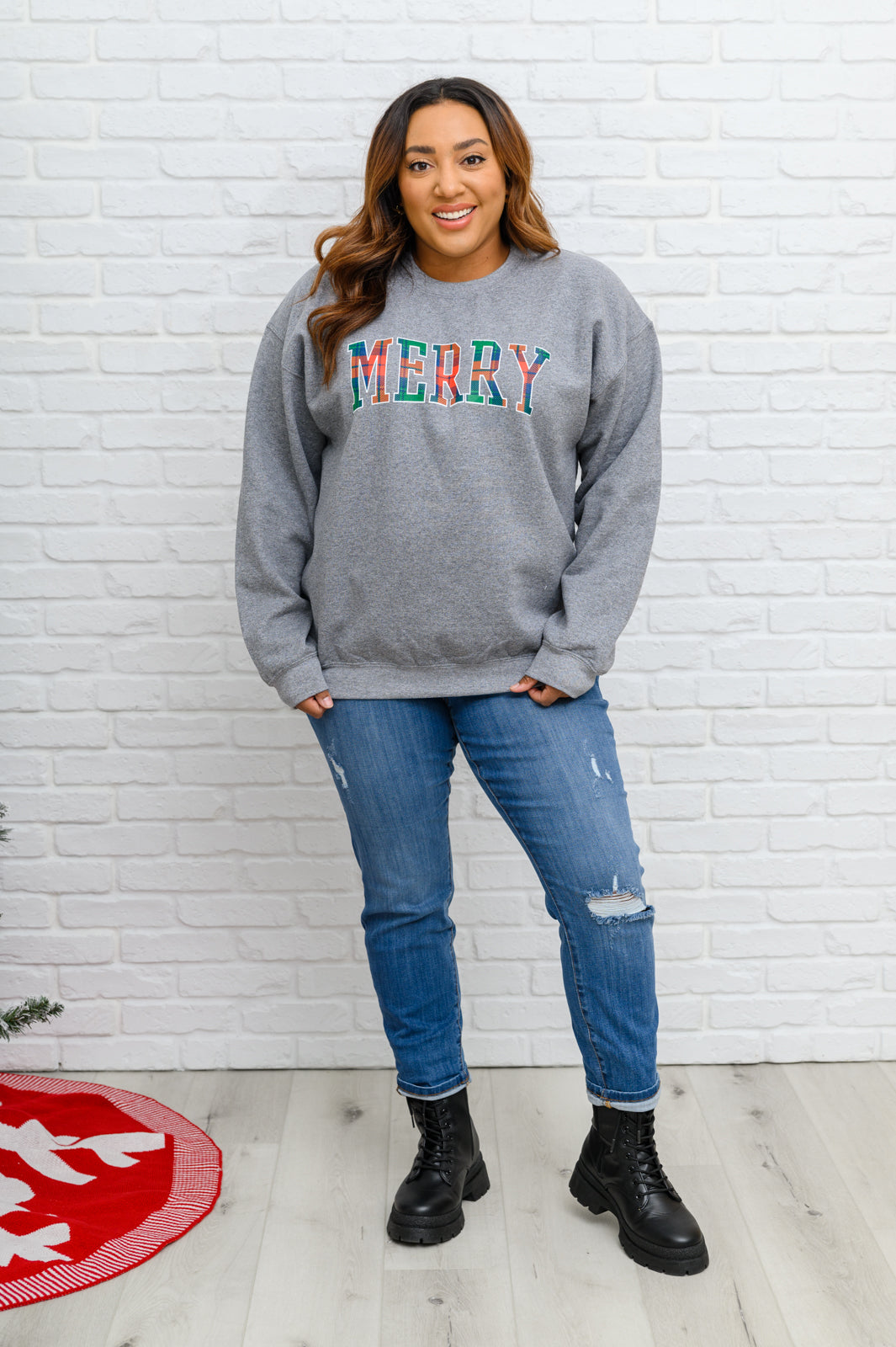 Merry Whatever Sweatshirt In Gray