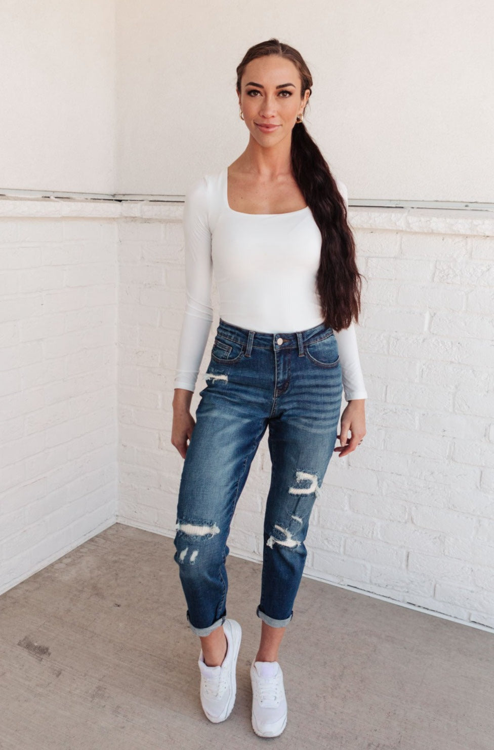 Judy Blue Cozy Up Mid-Rise Thermal Boyfriend Jeans