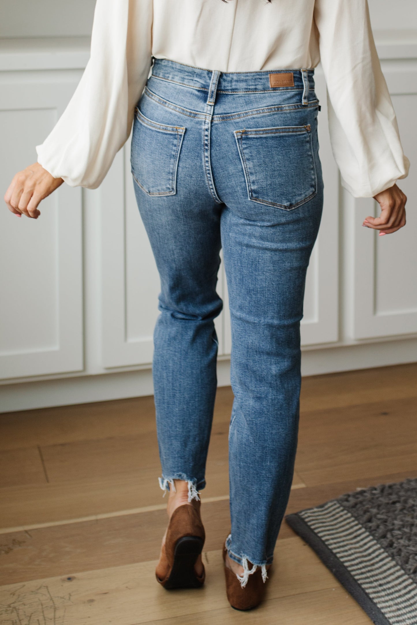 Judy Blue To the Edge Mid-Rise Destructed Hem Slim Fit Jeans
