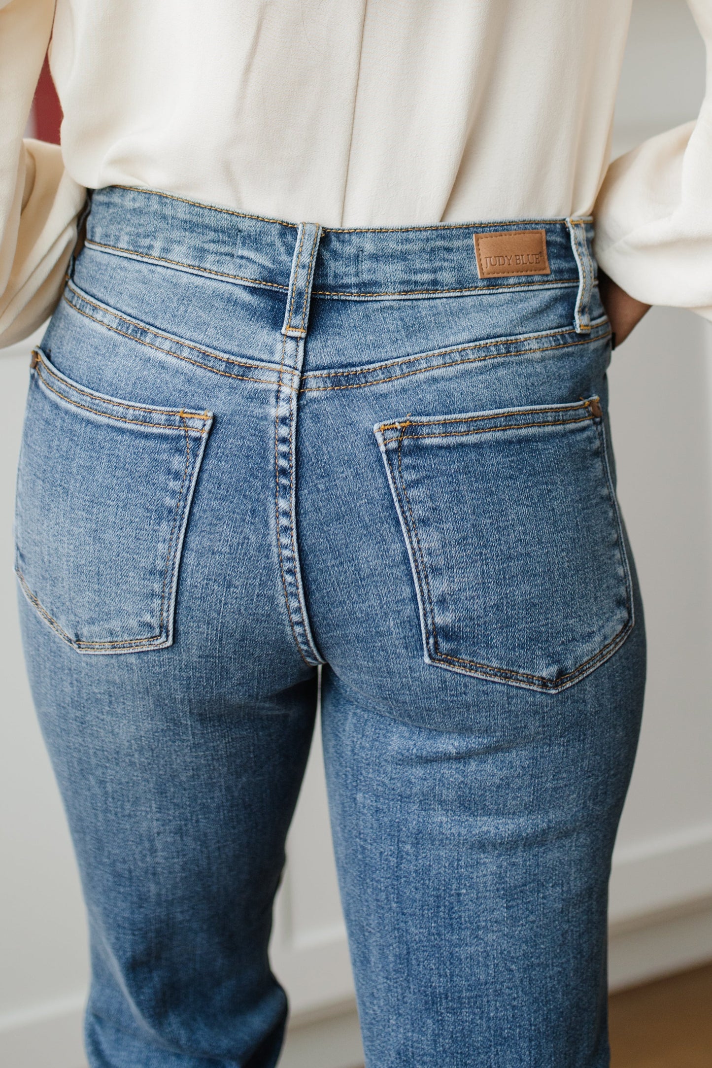 Judy Blue To the Edge Mid-Rise Destructed Hem Slim Fit Jeans