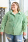 You're In Luck Raw Edge Corduroy Jacket Green 1XL 