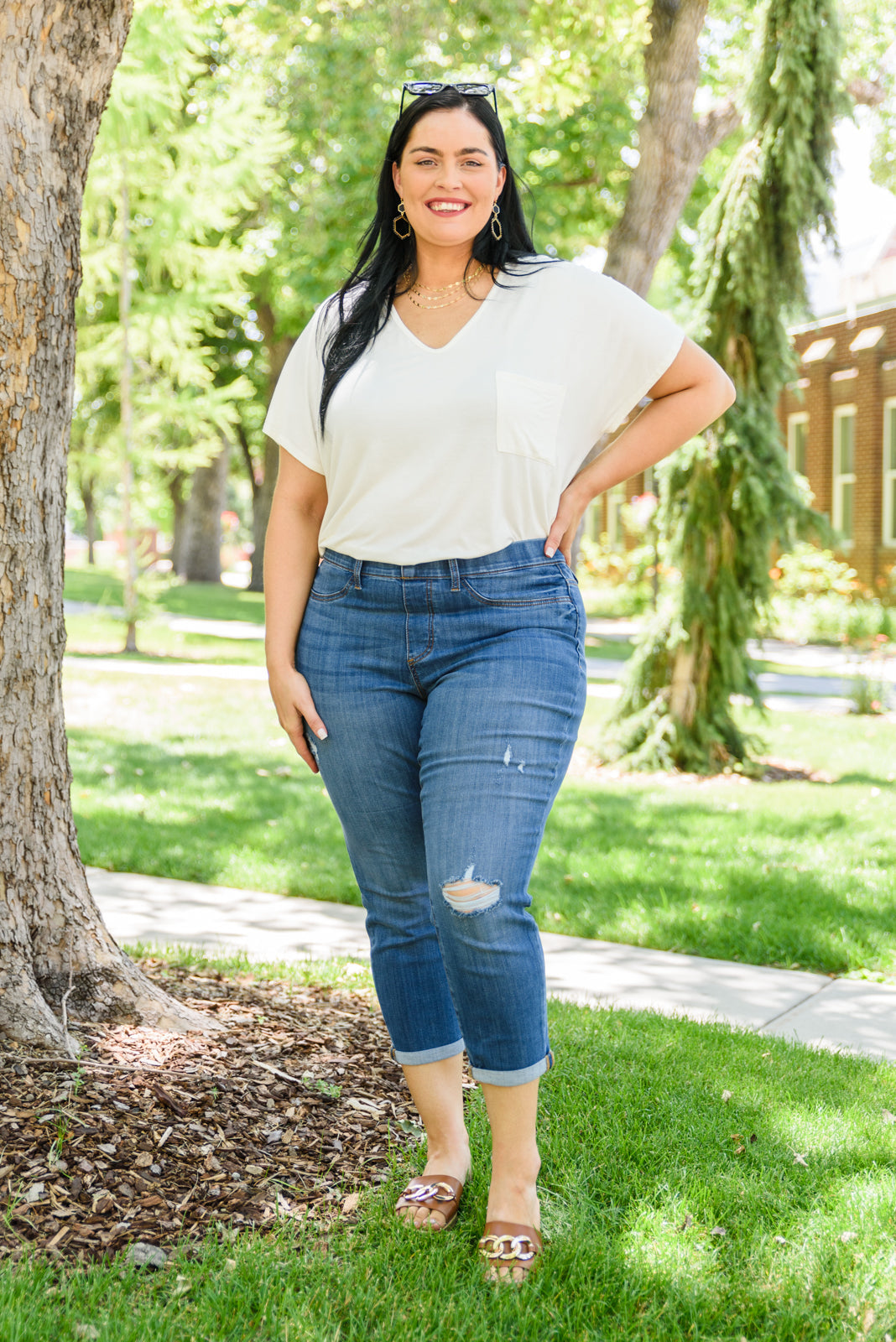 Judy Blue Don't Wait Mid-Rise Destroyed Boyfriend Jeggings